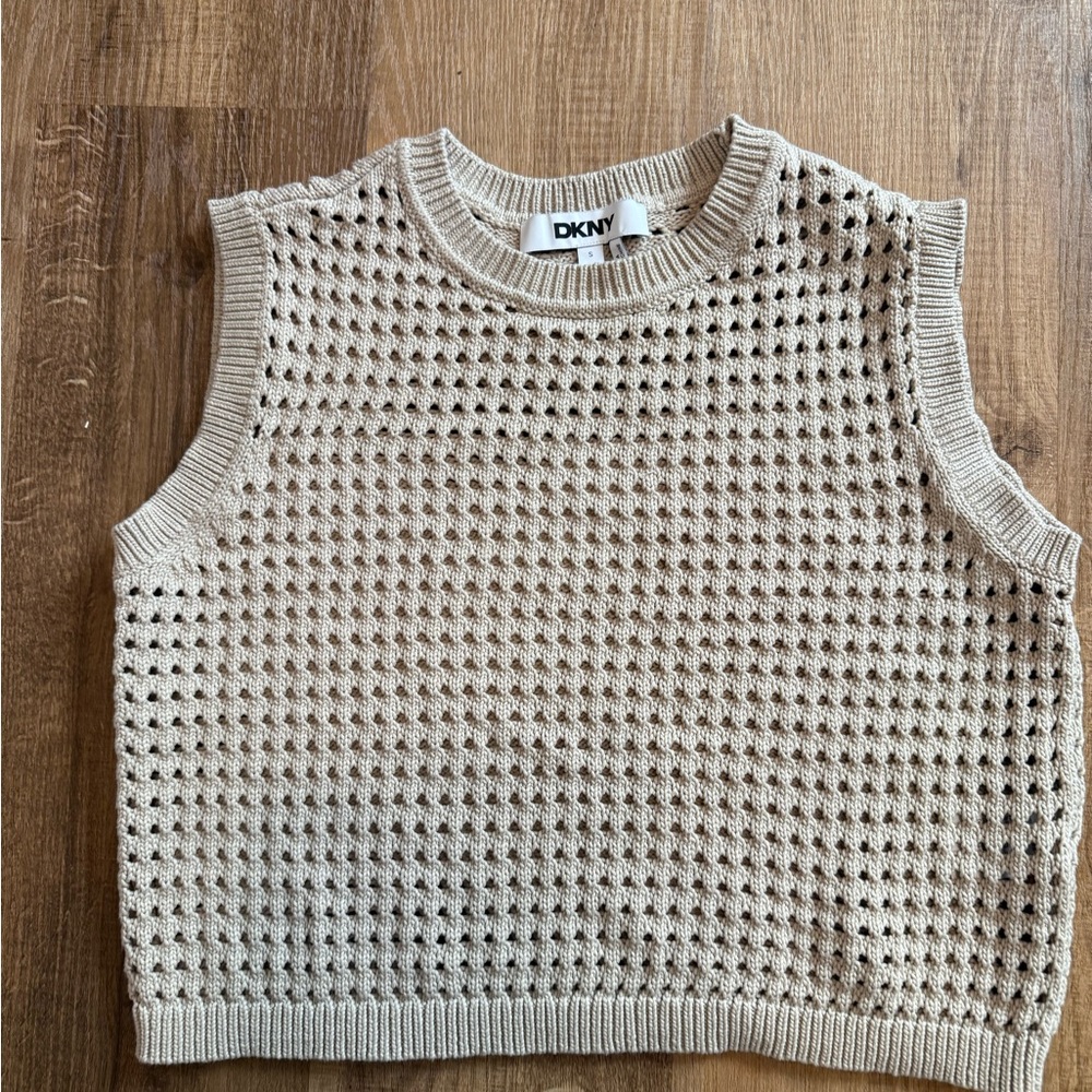 DKNY Women's Beige Sleeveless Sweater